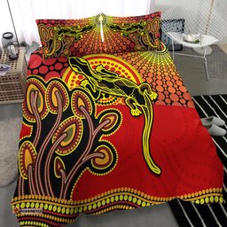 Aboriginal Lizard Bedding Set Tree On The Hill Sunshine Ver.02