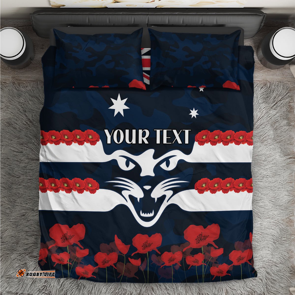 Custom Cats Football Bedding Set ANZAC Lest We Forget