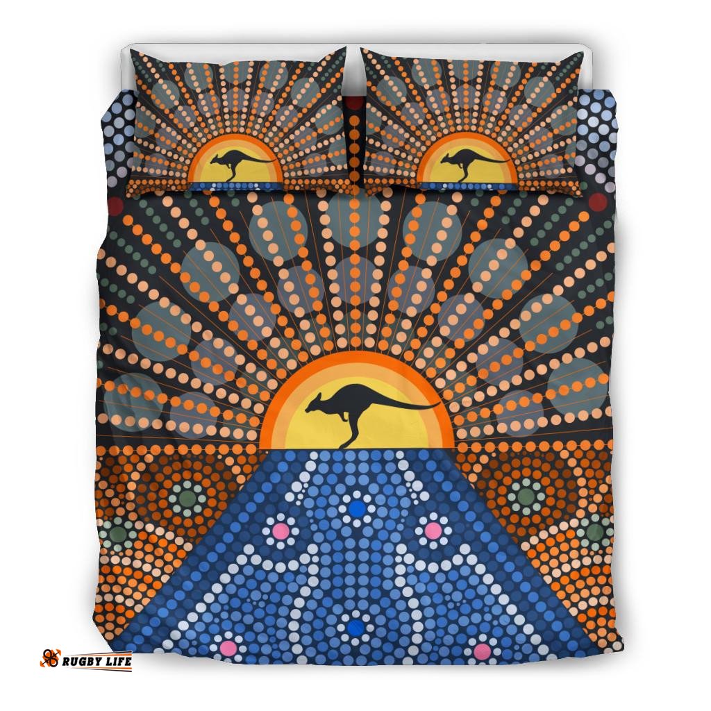 Aboriginal Bedding Sets, Kangaroo Sun Dot Painting