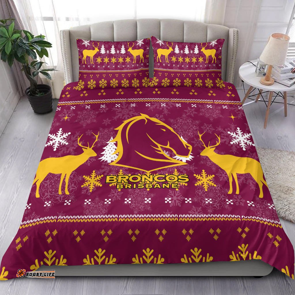 Brisbane Broncos Bedding Set - Christmas Ugly -