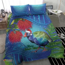 New Zealand Takahe Christmas Bedding Set Maori Fern Mix Pohotukawa