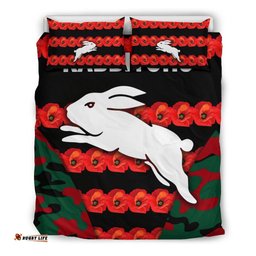 South Sydney Rabbitohs Bedding Set Anzac Day Poppy Flower Vibes