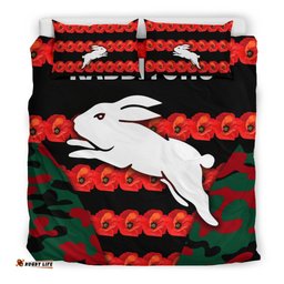 South Sydney Rabbitohs Bedding Set Anzac Day Poppy Flower Vibes