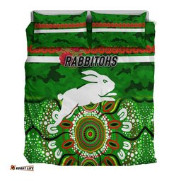 South Sydney Rabbitohs ANZAC 2022 Bedding Set Indigenous Vibes Green