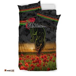 Penrith Panthers ANZAC 2022 Bedding Set Poppy Flowers Vibes Black