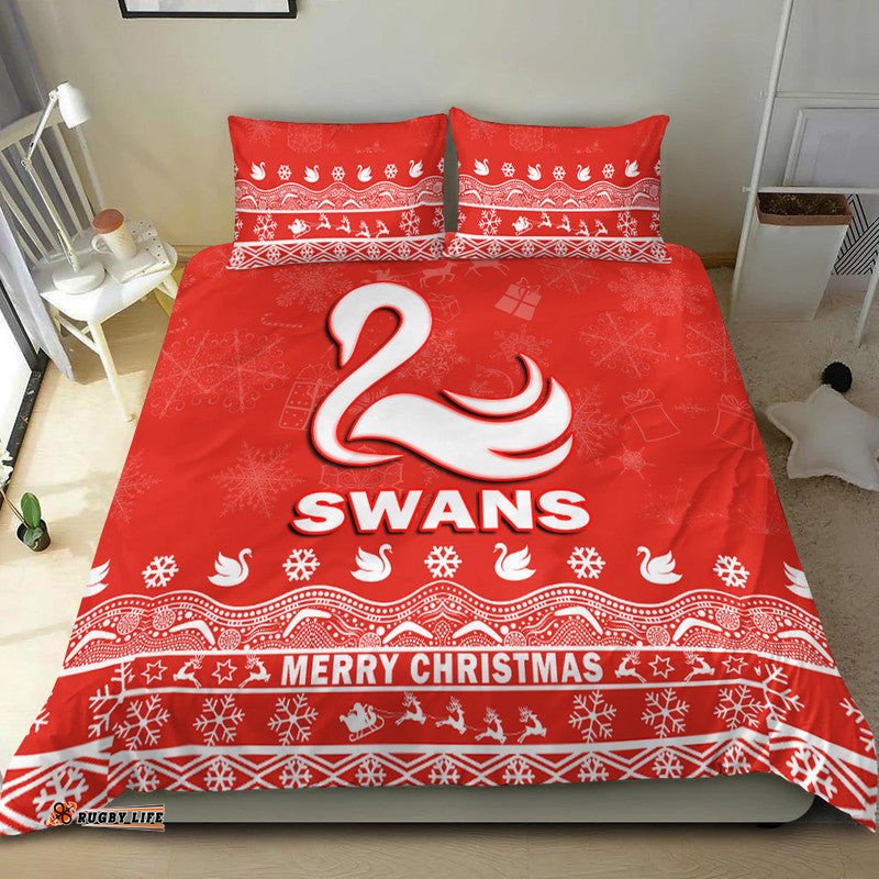Sydney Swans Unique Winter Season Bedding Set Swans Merry Christmas No1