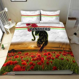 Penrith Panthers ANZAC 2022 Bedding Set Poppy Flowers Vibes White