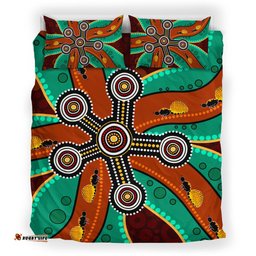 Australia Indigenous Bedding Set - Aboriginal inspired dot art depicting honey ants