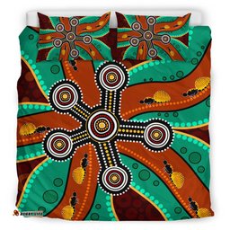 Australia Indigenous Bedding Set - Aboriginal inspired dot art depicting honey ants