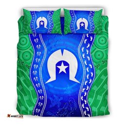 Torres Strait Islanders Bedding Set - Torres Symbol With Aboriginal Patterns