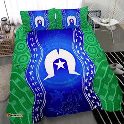 Torres Strait Islanders Bedding Set - Torres Symbol With Aboriginal Patterns