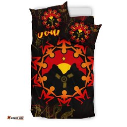 Custom Aboriginal Bedding Set - Australia Map and Indigenous Flag