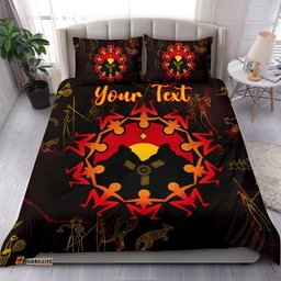Custom Aboriginal Bedding Set - Australia Map and Indigenous Flag