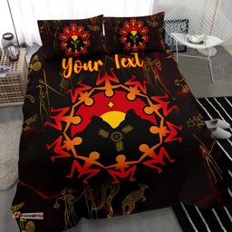 Custom Aboriginal Bedding Set - Australia Map and Indigenous Flag