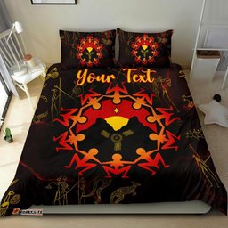 Custom Aboriginal Bedding Set - Australia Map and Indigenous Flag