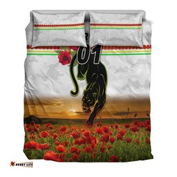 Custom Personalised Penrith Panthers ANZAC 2022 Bedding Set Poppy Flowers Vibes White