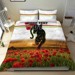 Custom Personalised Penrith Panthers ANZAC 2022 Bedding Set Poppy Flowers Vibes White