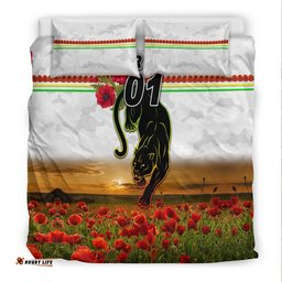 Custom Personalised Penrith Panthers ANZAC 2022 Bedding Set Poppy Flowers Vibes White