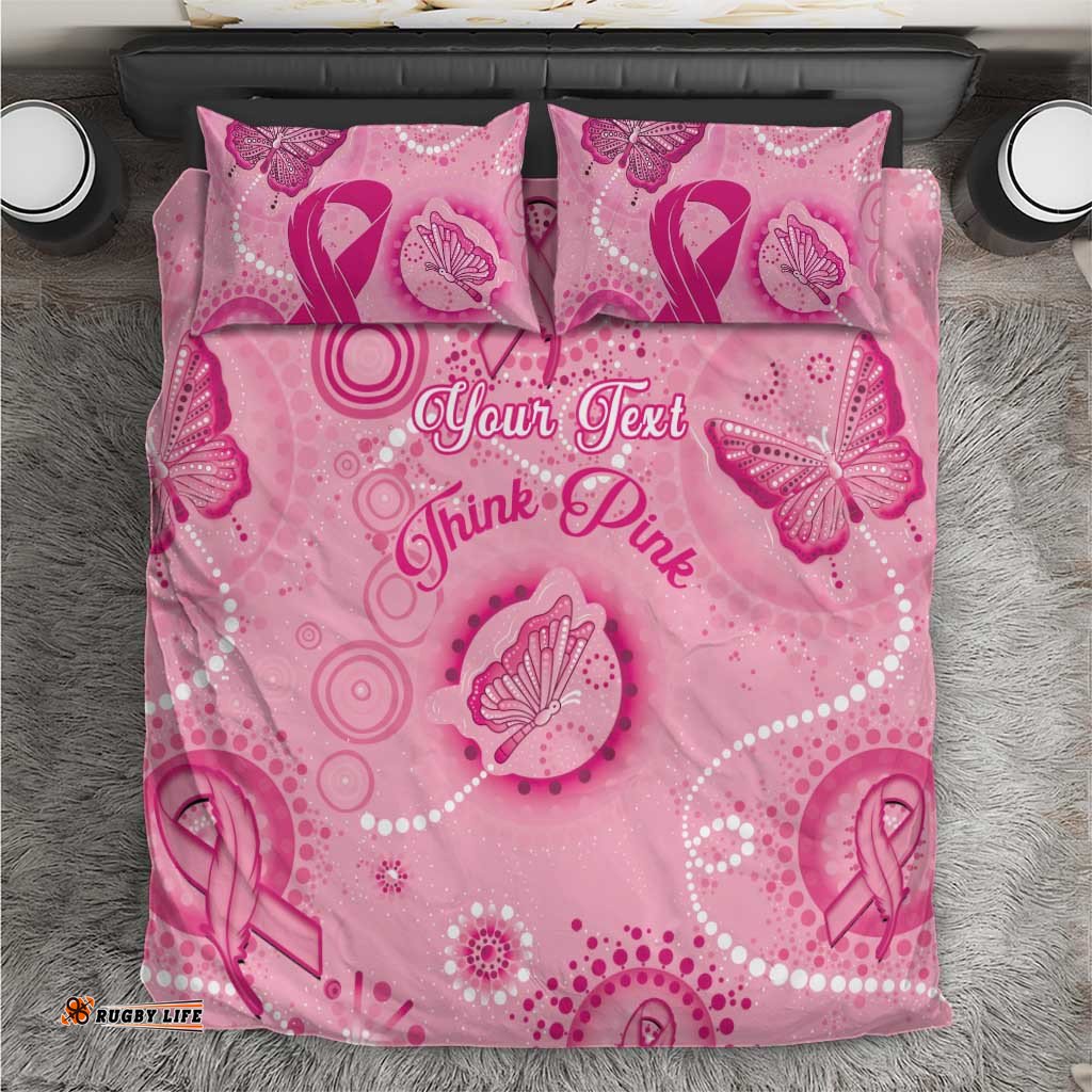 Personalised Australia Indigenous Bedding Set Breast Cancer Ribbon Think Pink Pink Version