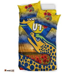 Custom Personalised Parramatta Eels ANZAC 2022 Bedding Set Poppy Flowers Vibes Gold