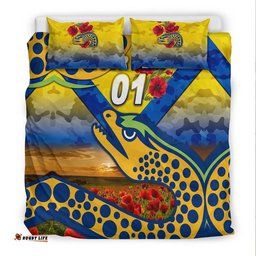 Custom Personalised Parramatta Eels ANZAC 2022 Bedding Set Poppy Flowers Vibes Gold