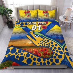 Custom Personalised Parramatta Eels ANZAC 2022 Bedding Set Poppy Flowers Vibes Gold