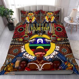 Custom Text The Land Owns Us Aboriginal Bedding Set
