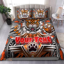Tigers Rugby Aboriginal Bedding Set - Custom Indigenous Super Wests Tigers Scratch Style RLT13