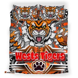 Tigers Rugby Aboriginal Bedding Set - Custom Indigenous Super Wests Tigers Scratch Style RLT13