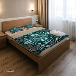 Australia Indigenous Bedding Set - Aboriginal Inspired Reunion Hands and Footprints