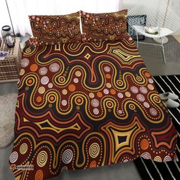 Aboriginal Bedding Set - Aboriginal Dot Painting Depicting Connection Concept