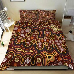 Aboriginal Bedding Set - Aboriginal Dot Painting Depicting Connection Concept