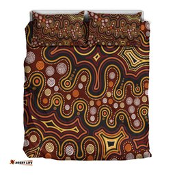 Aboriginal Bedding Set - Aboriginal Dot Painting Depicting Connection Concept