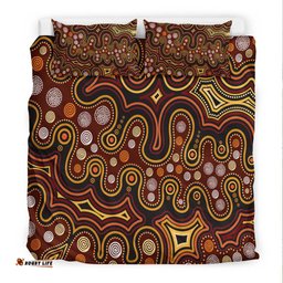 Aboriginal Bedding Set - Aboriginal Dot Painting Depicting Connection Concept