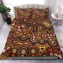 Aboriginal Bedding Set - Aboriginal Dot Painting Depicting Connection Concept