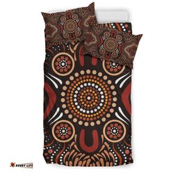 Aboriginal Bedding Set - Boomerang Circle Dot Painting Art Ver02