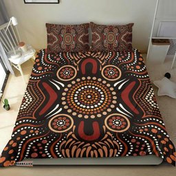 Aboriginal Bedding Set - Boomerang Circle Dot Painting Art Ver02
