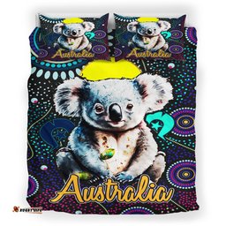 Australia Indigenous Bedding Set - Australian Dot Art Painting Mystical Dreaming Koala