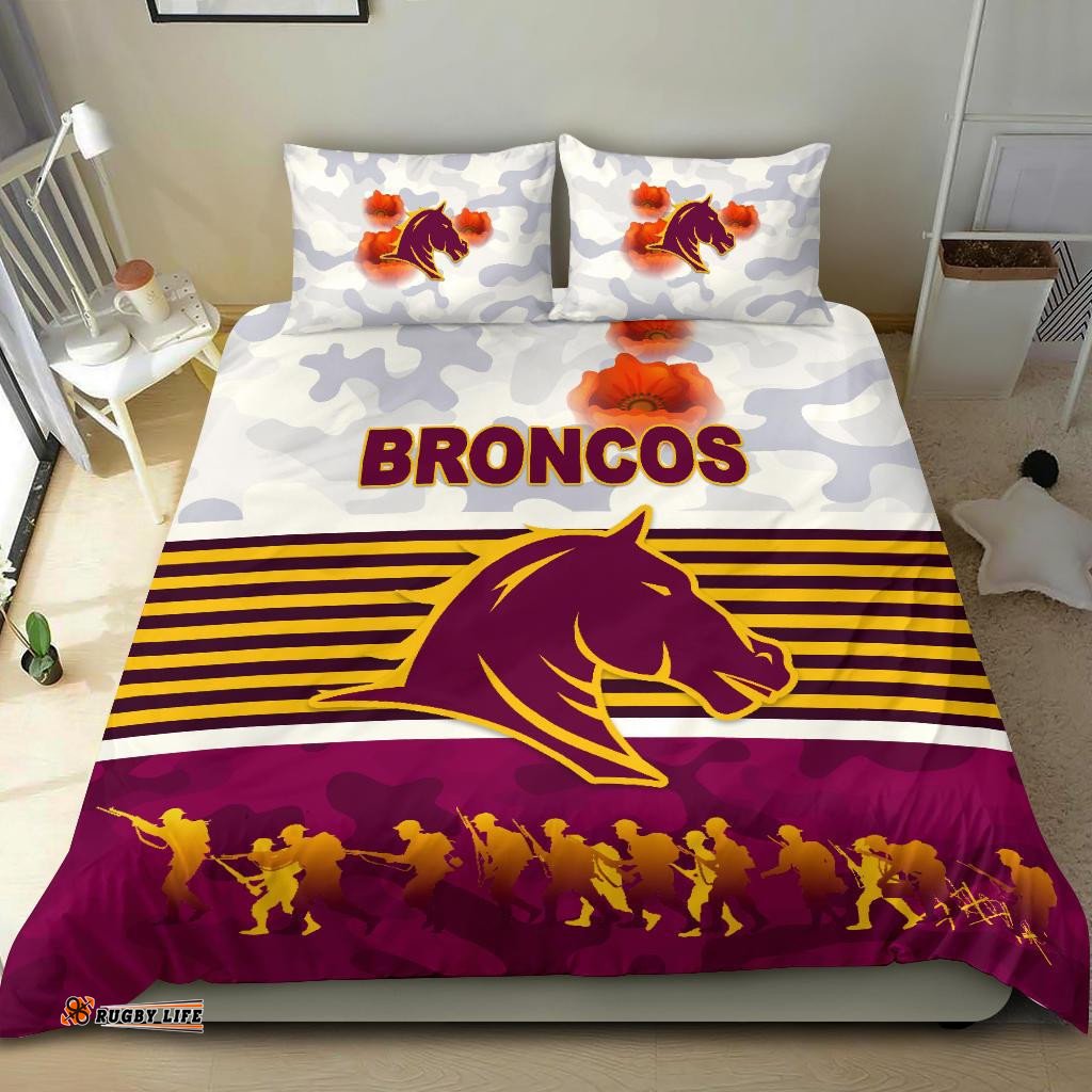 Brisbane Broncos Bedding Set Anzac Day Simple Style - White