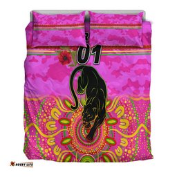 Custom Personalised Penrith Panthers ANZAC 2022 Bedding Set Indigenous Vibes Pink