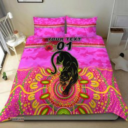 Custom Personalised Penrith Panthers ANZAC 2022 Bedding Set Indigenous Vibes Pink