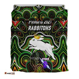 South Sydney Rabbitohs Bedding Set 2021 Indigenous Premiers The King Black