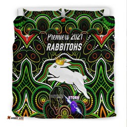 South Sydney Rabbitohs Bedding Set 2021 Indigenous Premiers The King Black