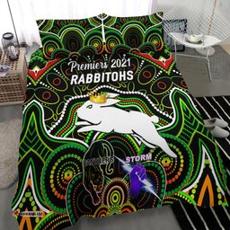 South Sydney Rabbitohs Bedding Set 2021 Indigenous Premiers The King Black