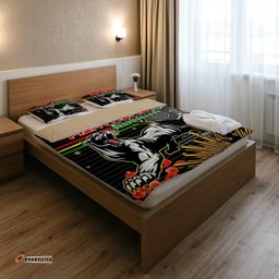 Panthers Rugby Anzac Aboriginal Bedding Set - Penrith Panthers with Poppy Flower Art Bedding Set