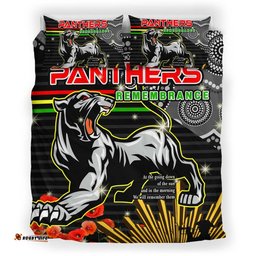 Panthers Rugby Anzac Aboriginal Bedding Set - Penrith Panthers with Poppy Flower Art Bedding Set