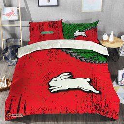 South Sydney Rabbitohs Bedding Set Grunge Polynesian Tattoo - NRL