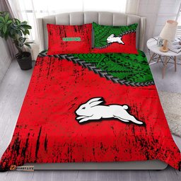 South Sydney Rabbitohs Bedding Set Grunge Polynesian Tattoo - NRL
