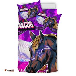 Broncos Rugby Bedding Set - Custom Broncos Horse Rugby with Aboriginal Low Poly Style Bedding Set