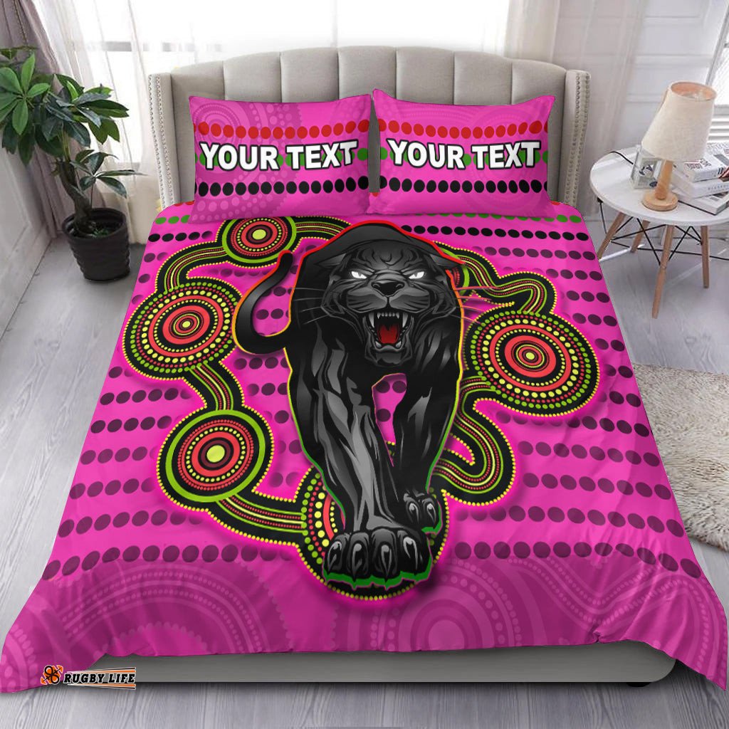Custom Personalised Panthers Indigenous Bedding Set Version Pink Alternate